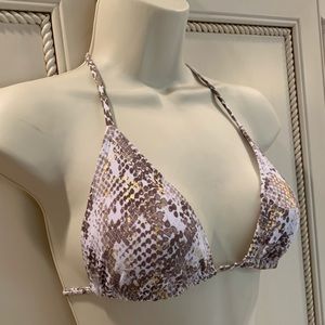 Old Navy White & Gold Snake Triangle Bikini Top Sm